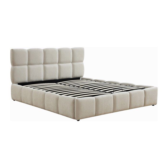 Lit coffre 140 x 200 cm – Tissu – Beige - DILUDO Lit coffre 140 x 200 cm – Tissu – Beige - DILUDO