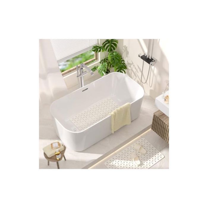 Tapis de Baignoire Antidérapant 75 x 43 cm Tapis de Douche sans BPA Résistant aux Moisissures & Lavable en Machine Tapis de Bain