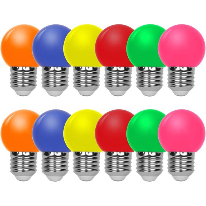 12Pcs Ampoule Led Couleur B27 1W Ampoule G45 Mini Globe Multicolore[BI221]
