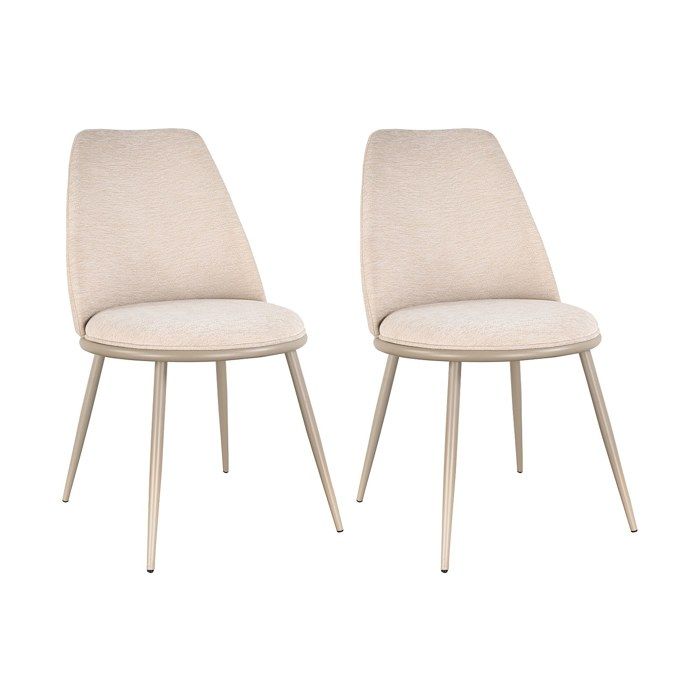 Lot de 2 chaises en tissu texturé et métal - Beige - NEBINA Lot de 2 chaises en tissu texturé et métal - Beige - NEBINA