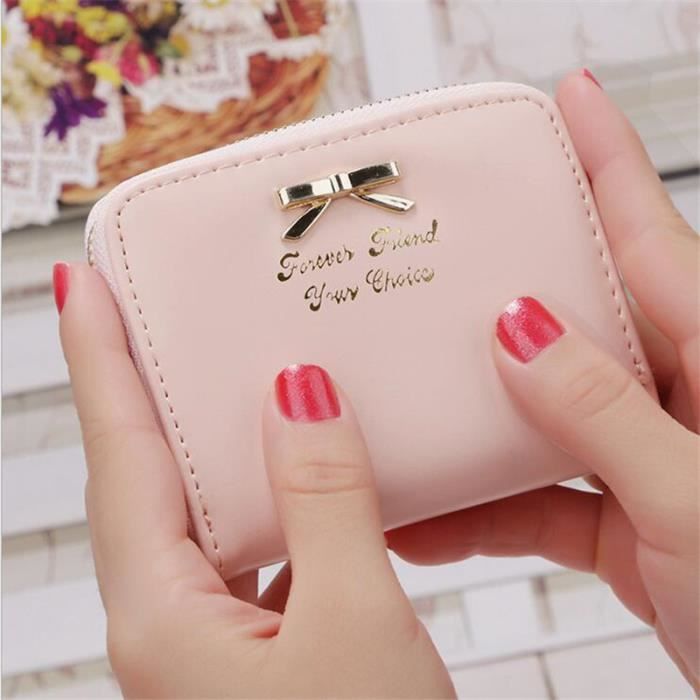 Mini porte monnaie petit rose portefeuille femme de marque de luxe