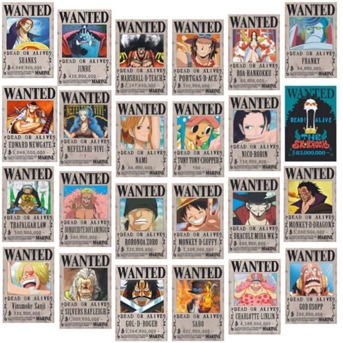通用 One Piece Wanted Posters, 42 cm × 29 cm, autocollants muraux