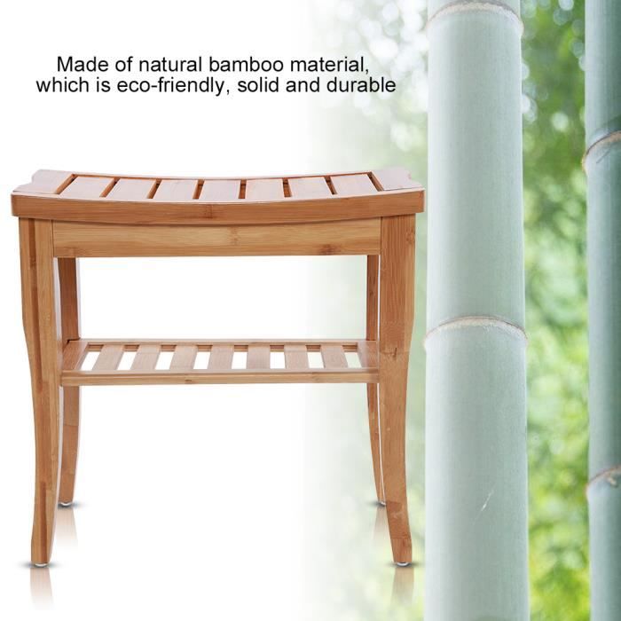 Lulo Tabouret De Douche En Bambou Avec Tablette De Rangement Pour