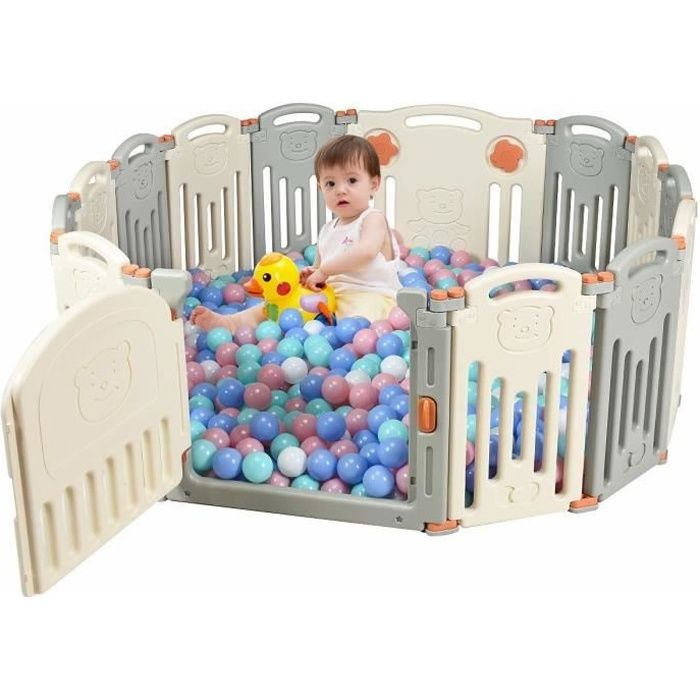 Giantex Parc A Barreaux Pour Enfant 3 Mois A 6 Ans En Plastique 14 Elements Avec Porte Et Panneau D Activite Modulable Pliable Cdiscount Jardin
