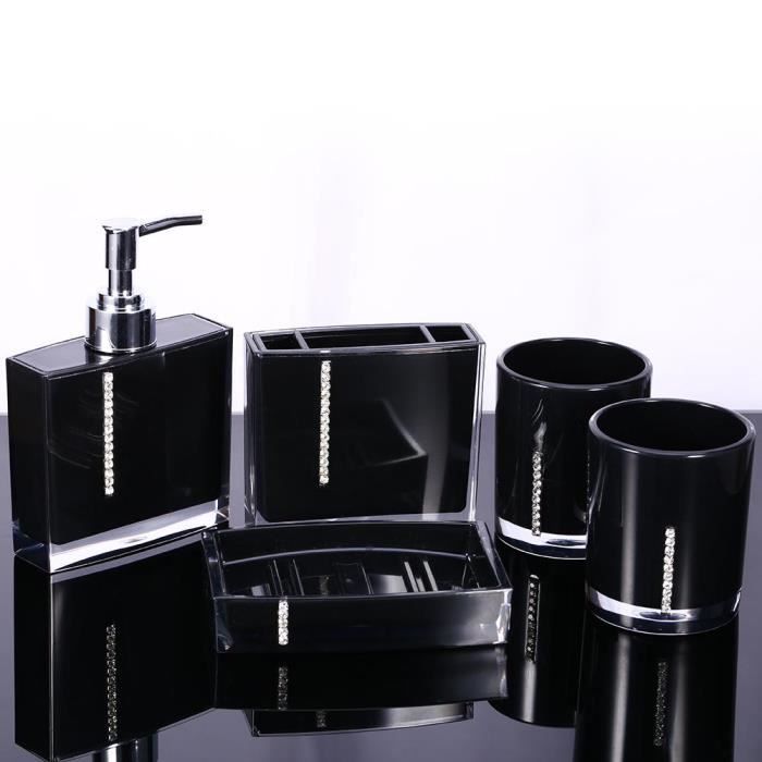 Accessoires Salle De Bain Bambou Et Noir Achat Vente Pas Cher