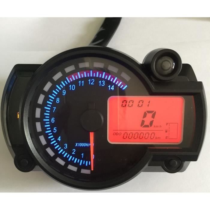 Tachymètre coloré de compteur de vitesse coloré d'affichage à cristaux liquides Digital de moto universelle W / capteur