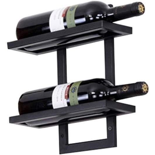 Porte-Bouteilles Mural En Fer Noir - Design Moderne | Dimensions 13.5x9.5x9.5 Cm | Pour Cuisine, Bar, Salle à Manger