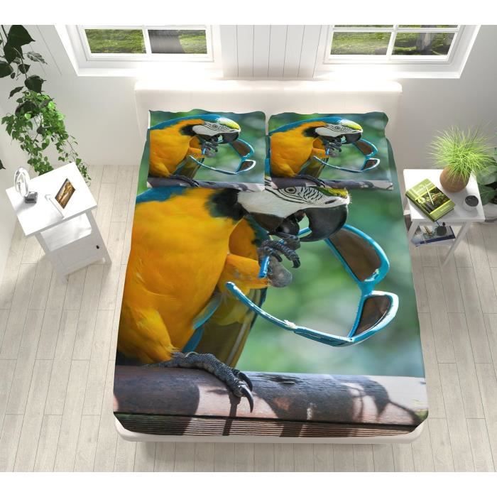 Drap Housse 140x190 Avion 3D Enfants - Parure Lit Microfibre Avec Taies D'Oreiller