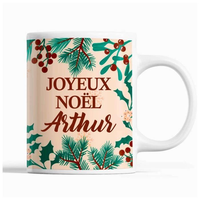 Tasse Noël Arthur Beige  Mug prénom Idée Cadeau Secret Santa - Cdiscount  Puériculture & Eveil bébé