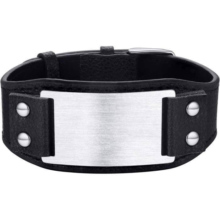 Bandmax Bracelet Cuir Homme Avec Nœud D'Amour - Acier Inoxydable - Carte Cadeau Incluse - 21/23 Cm