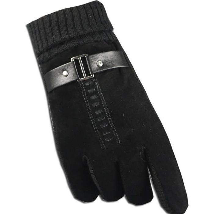 Gants cuir homme noir doublé polaire Noir - Cdiscount Prêt-à-Porter