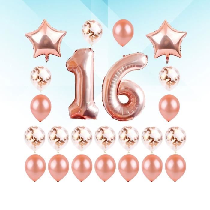 24 Pcs 16 Ans Joyeux Anniversaire Ballons Ballons Decoratifs Set Naturel Latex En Aluminium Film Paillettes Ballons Pour La Fete D A Cdiscount Maison