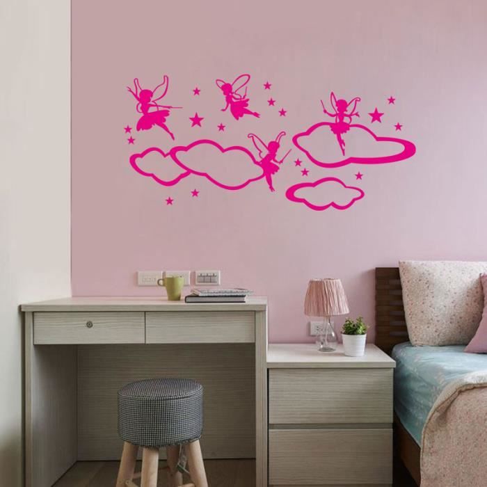 Fushia Stickers Muraux Fee Sur Les Nuages Chambre D Enfant Decor