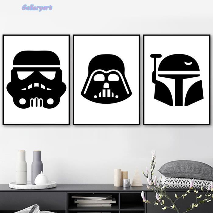 Star Wars Imprimer Toile Peinture Nordic Affiche Noir Et Blanc Dessin Anime Mur Photos Pour Salon Decoration Photos Non Encadrees Cdiscount Maison