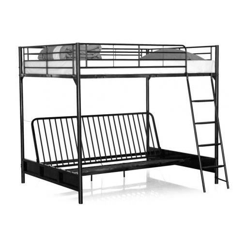 Lit Mezzanine Banquette Noir Clic Clac 140cmx190cm Achat Vente Lit Mezzanine Lit Mezzanine Banquette Noi Cdiscount