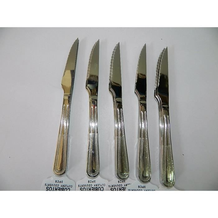 12 Couteaux Restaurant Luxe Table Inox 21cm Micro Dents Manche Et