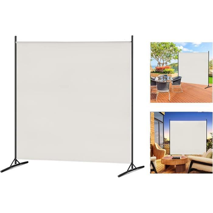 Paravent Brise-vue Pliable 2 Panneaux 175x180 Cm - Blanc, Tissu Polyester | Pour Chambre, Balcon, Terrasse, Séparation D'espace