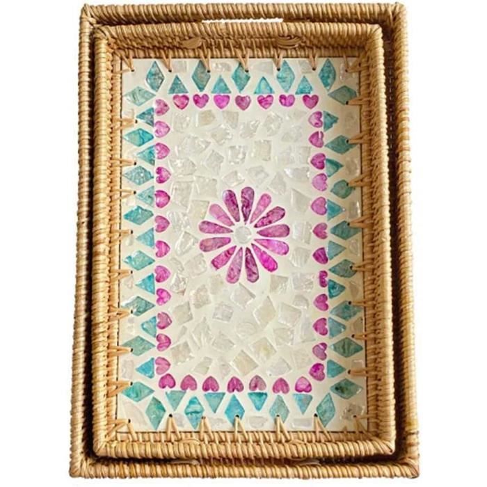 Plateau De Service Rotin Et Bois Zara Home - Marron