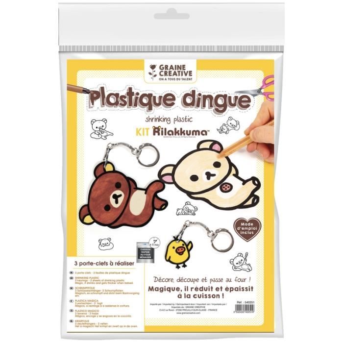 Kit Plastique Dingue - Porte-clés Kawaii Rilakkuma - 3 pcs