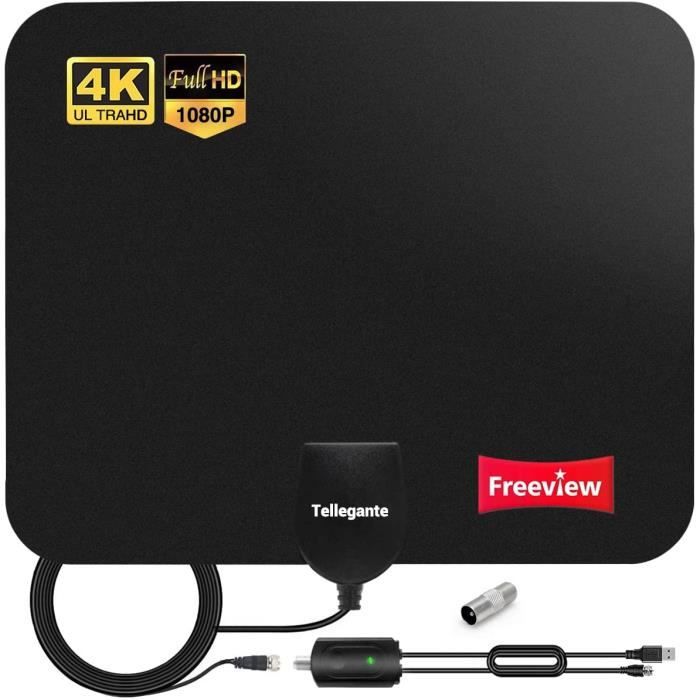 Antenne Tv Intérieur Puissante Tnt Hd - Dta600 - France Belgique, Portable, Télescopique, 360