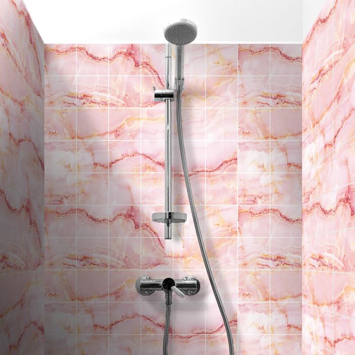 Carrelage Adhésif 3D PVC - 10 Pièces 30x30cm - Credence Cuisine Salle De Bain - Rose Mat