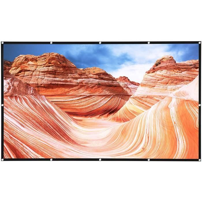 Écran De Projection 100 Pouces Portable Pliable 16:9 4K HD – Double Face Anti-Plis – Idéal Home Cinéma & Camping