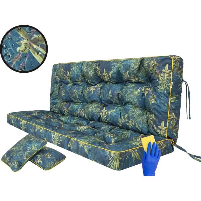 Coussin pour palette extérieur balancelle banc de jardin avec dossier. Imperméable et de qualité supérieure – XL -180CM