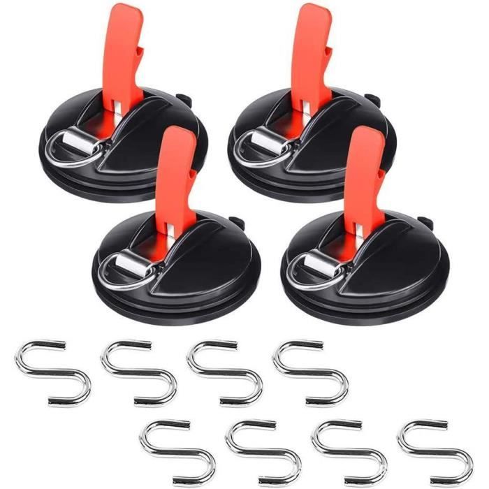 4 Pièces Ventouse Crochet Puissante 10kg - Ancre Robuste Pour Voiture, Bateau, Camping Et Tente