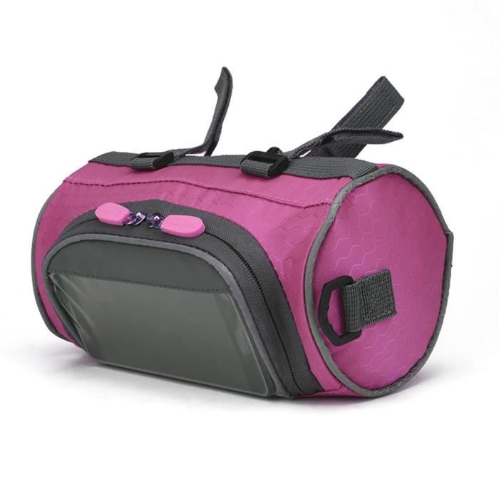 1.5L Vélo sac imperméable, Sacoche velo avant, Sacoche velo porte bagages, Support téléphone vélo étanche, Sacoche velo femme - Rose