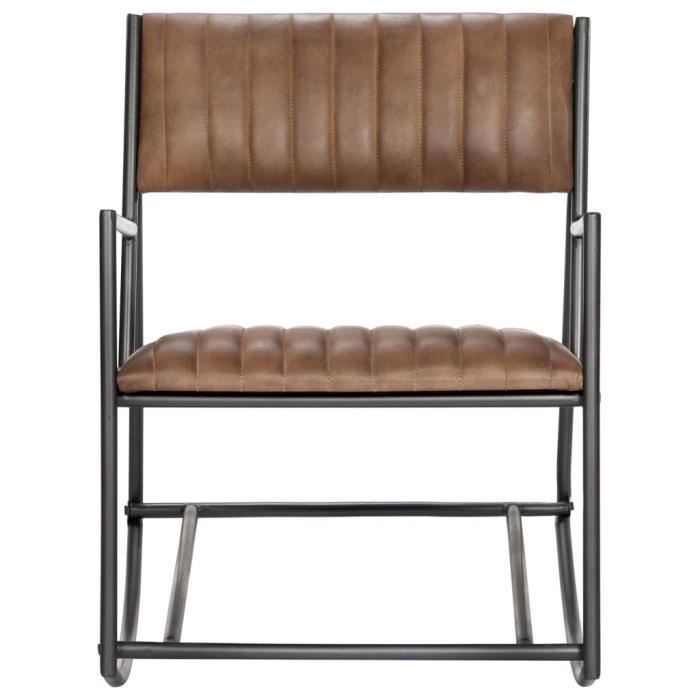 fauteuil à bascule style contemporain marron clair cuir véritable