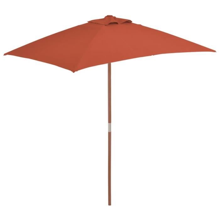 Parasol antiUV JM élégant Parasol d'extérieur avec mât en bois 150 x