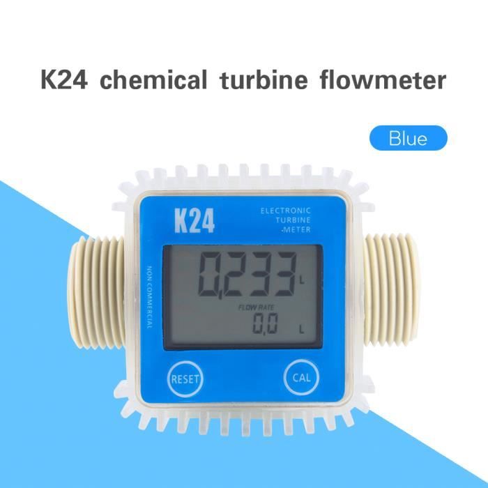 Akozon Compteur à turbine Débitmètre de carburant diesel de Digital de turbine de K24 LCD largement utilisé pour l'eau de