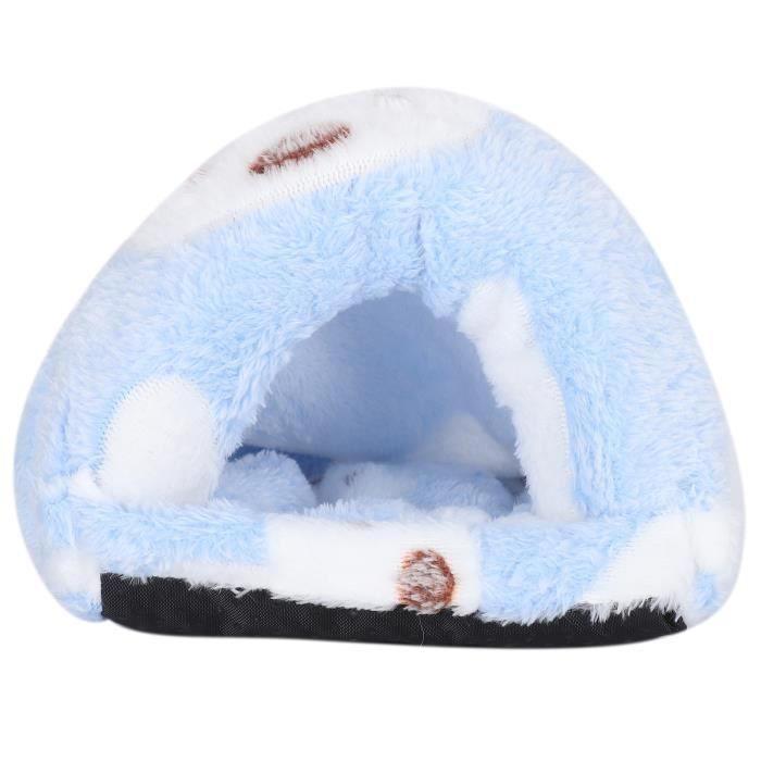 Lit pour animaux de compagnie Mini Cage de Lit dHiver Animaux de Compagnie Maison Chaude Amovible pour Hamster Cochons dInde(Bleu
