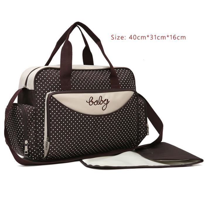 Sac à Langer Grand Format Pour Maman - Cuir Synthétique - Poche IPad, Matelas à Langer Intégré - Bretelles Rembourrées - Multifonction