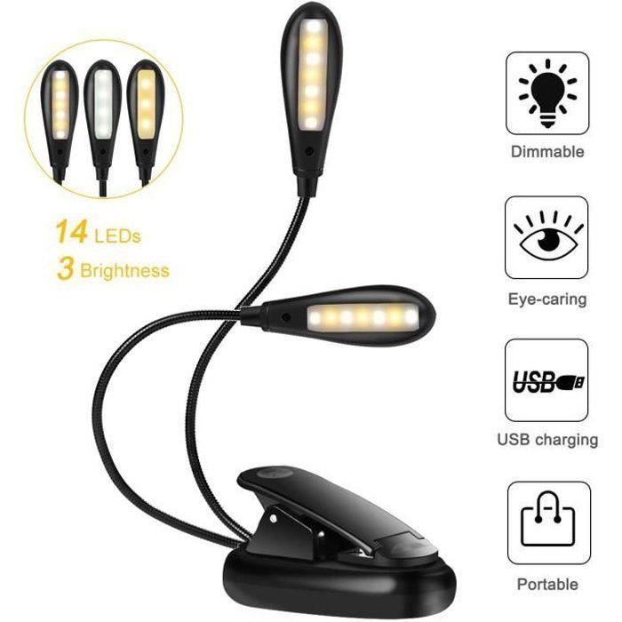 Lampe De Lecture Rechargeable USB - 20 LED, 3 Niveaux De Luminosité - Flexible Et Portable