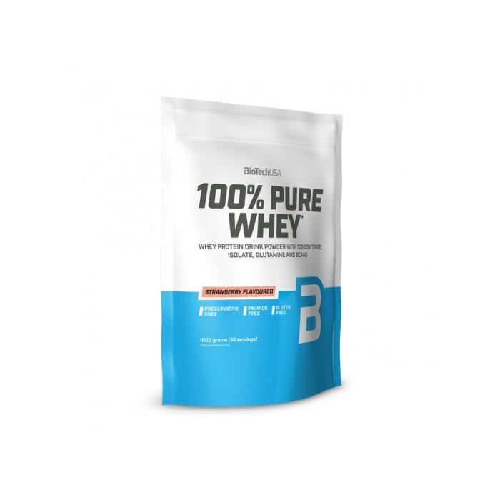 100% PURE WHEY (1kg)| Whey protéine|Fraise|Biotech USA aise