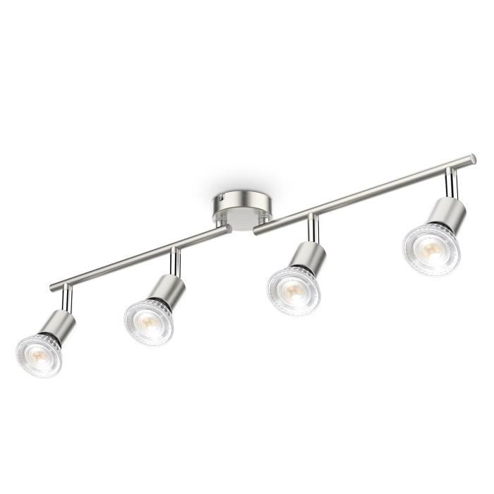 Plafonnier - B.K. Licht - 4 Spots Orientables - LED 5W GU10 - Gris - Design Contemporain
