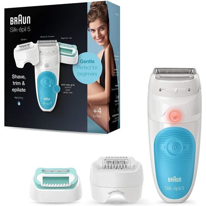 Épilateur Électrique - BRAUN - SILK EPIL 5-610 - SensoSmartTM - Épilation par pincement - Bleu