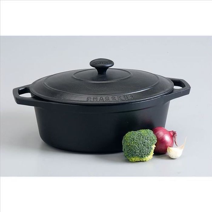 Cocotte en fonte ovale 35 cm Noir CHASSEUR Contenance 7,4 litres Tous feux dont induction