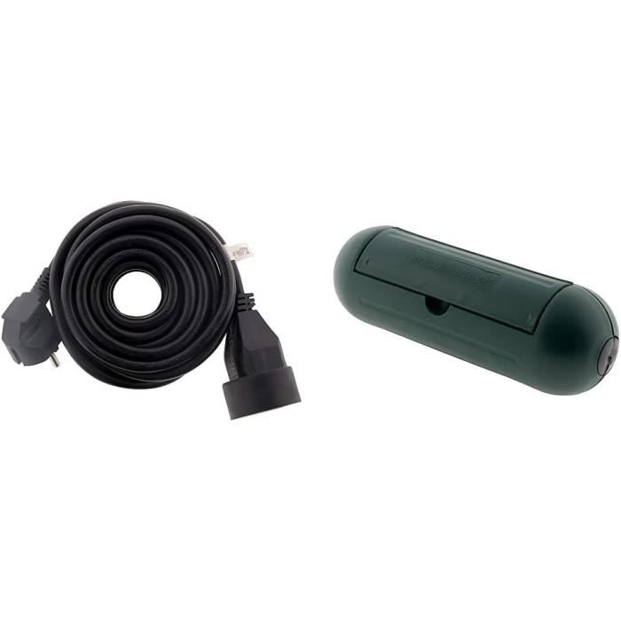 Lot de 3 prolongateurs 16A 2P+T HO5VV-F 3G1,5mm² - Noir 5m - Zenitech
