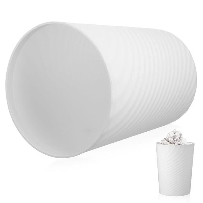 Acouto Poubelle Plastique Moderne Unique Design Froissé Irrégulier - Petite Corbeille Ouverte Pour Salle De Bain Et Cuisine, Blanc