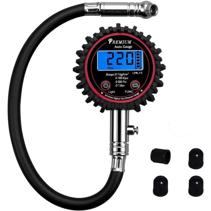 Manomètre Pression Pneu Numérique - Précision ±0,2 PSI, 0