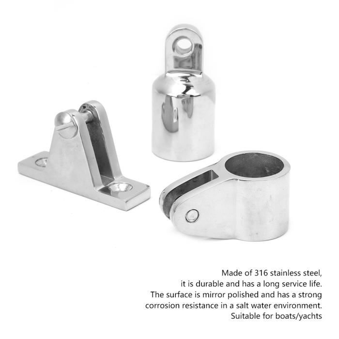 Cikonielf 16 Pcs 3Bow Bimini Top Accessory Hinge Mount Jaw Slide