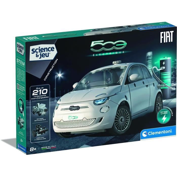 Clementoni - Coffret de construction Fiat 500 électrique - Application dispoonible - Fabriqué en Ita