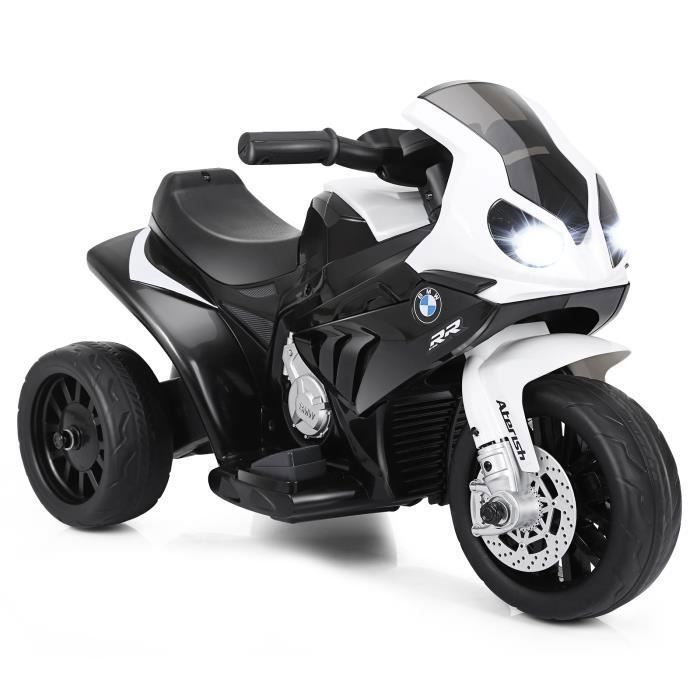 COSTWAY BMW Moto Electrique pour Enfants 6V/4Ah,3 Km/h avec Phare, Musiques 3 Roues 1,5-3 Ans Noir