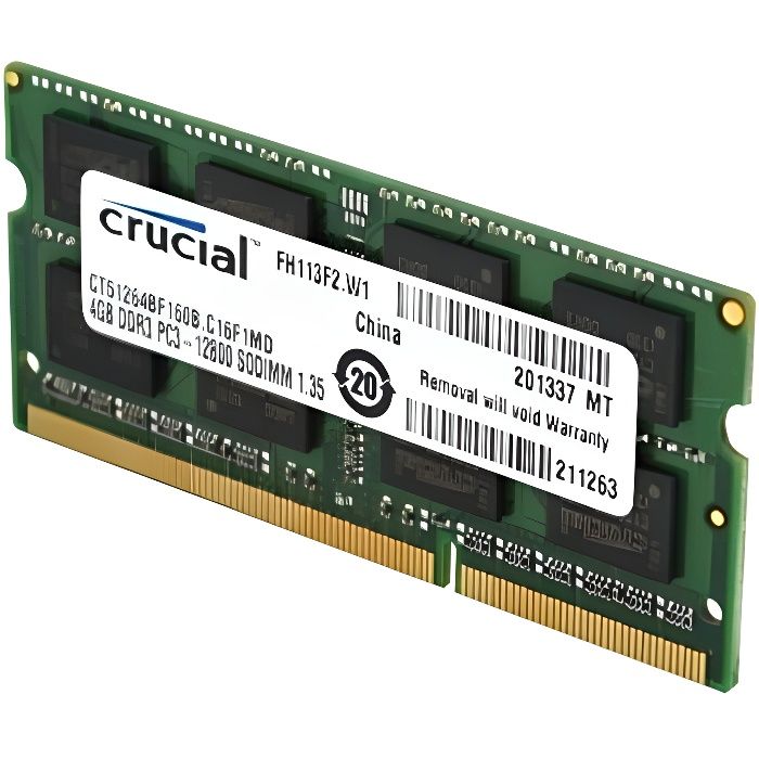Crucial CT102464BF160B M moire RAM DDR3 1600 8 Go Cdiscount