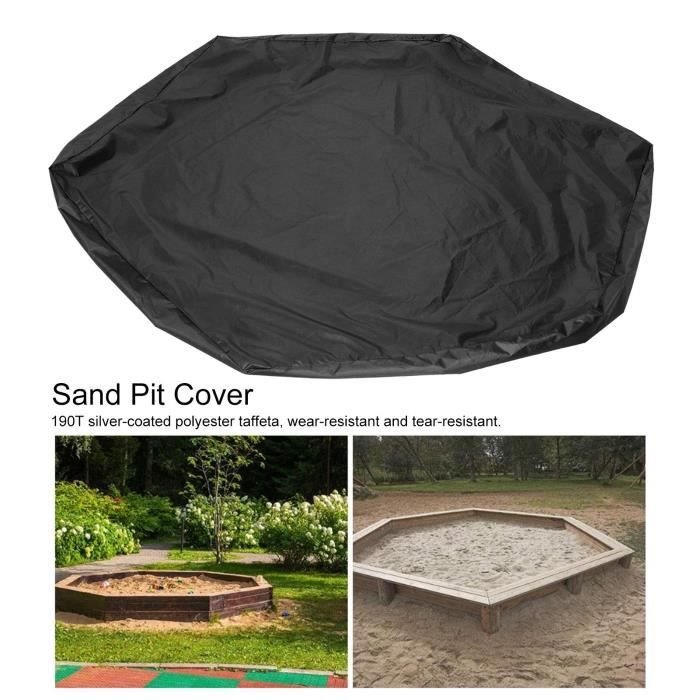 NAROSEBE Housse Pour Bac à Sable Hexagonal – 140x110x20 Cm – Tissu Oxford Imperméable, Résistant UV – Cordon De Serrage – Protection Pluie, Feuilles, Poussière