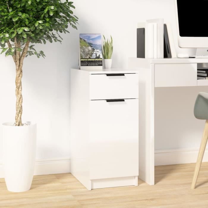Armoire De Rangement HOMCOM En Blanc – 2 étagères + Plan De Travail, Idéale Salon Ou Bureau (70 X 40 Cm)