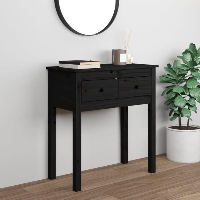 table console famirosa - noir - bois massif de pin - 70x35x75 cm