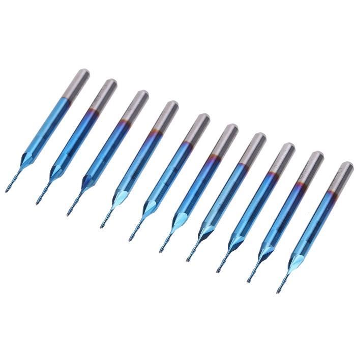 Lot De 10 Fraises En Bout 2mm Longues Titane - Tige 3.175mm Pour Gravure Et Fraisage CNC